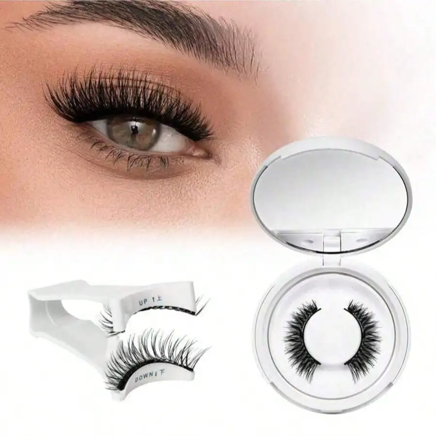 

2025 3D Natural Magnetic Eyelashes Set Reusable Fluffy Glue-Free Easy Apply Applicator Tweezers False Lashes For Women Makeup