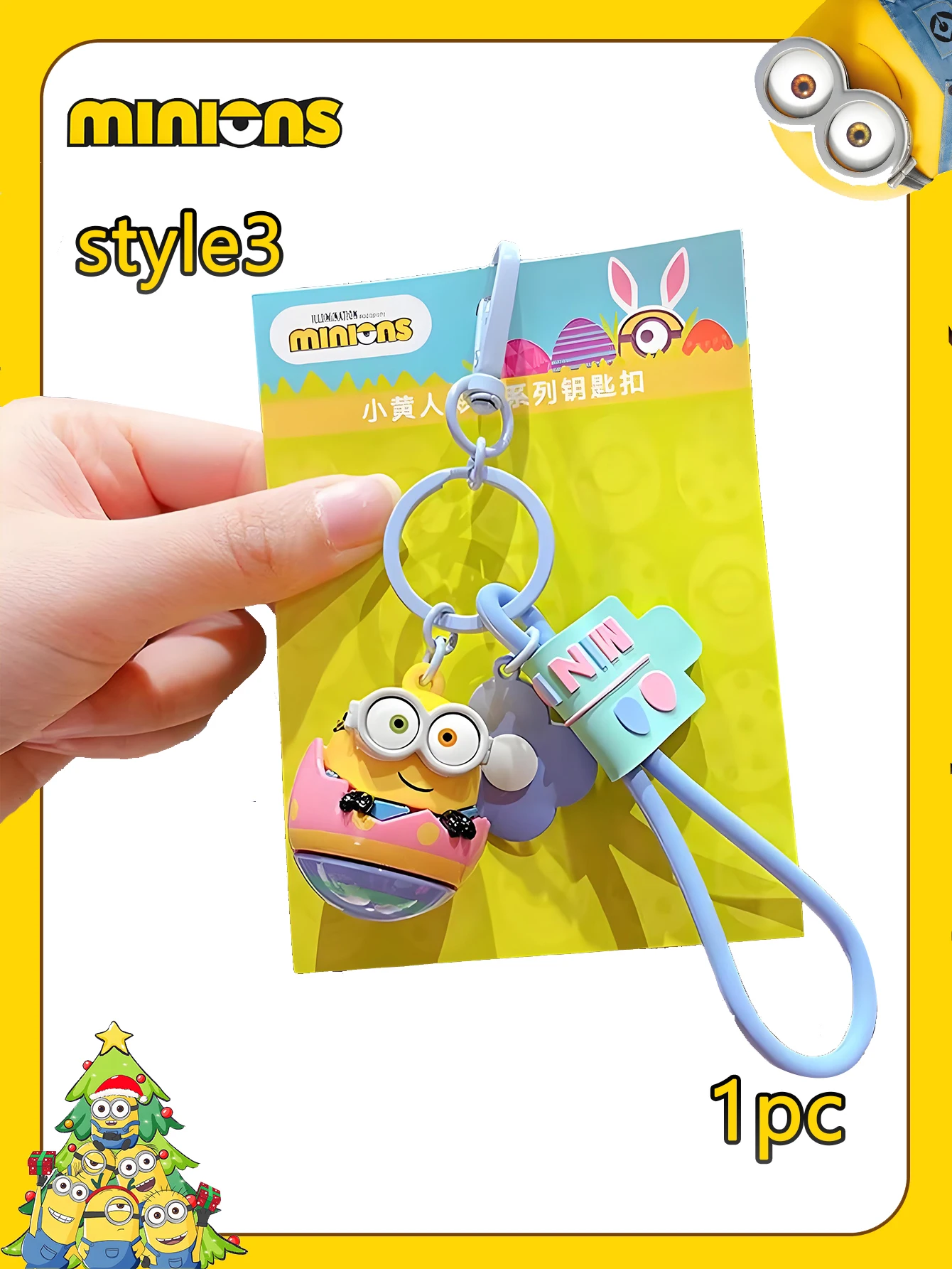 1 llavero con colgantes para bolso de MINISO Minions, colgantes de muñeco de huevo de Pascua, llaveros de pareja, colgantes para mochila escolar, el mejor regalo de vacaciones