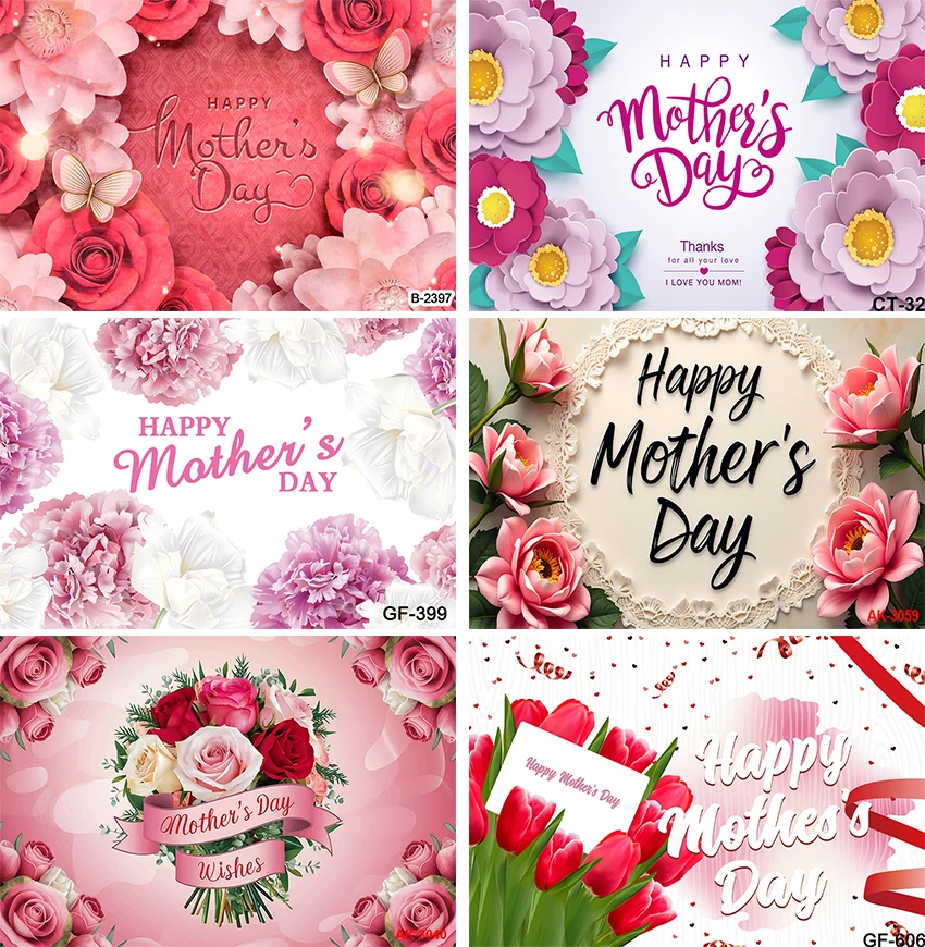 Happy Mother's Day Photography Backdrops Thanks Mother Party Photoshoot Backdrops Mom's Day Party Decorations Banner Backdrop