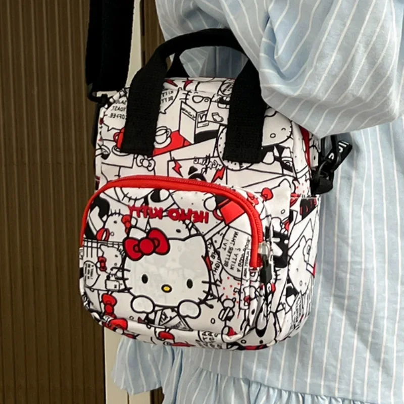 Sanrio HelloKitty Messenger Bag Anime Cartoon Cute Printing Fashion Leisure Crossbody Bag Torba na ramię Regulowany pasek na ramię