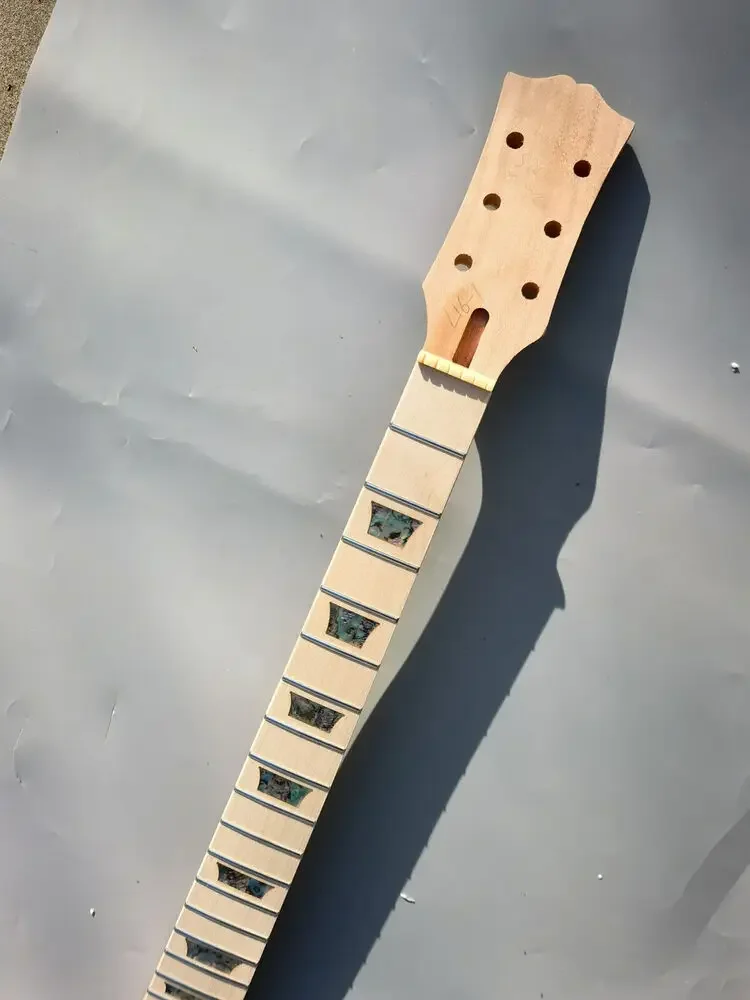 Yinfente Unfinished 22Fret Guitar Neck 24.75 Inch Maple Fretboard Colorful Flower Pot Inlay Bolt on Heel DIY Product for Luthier