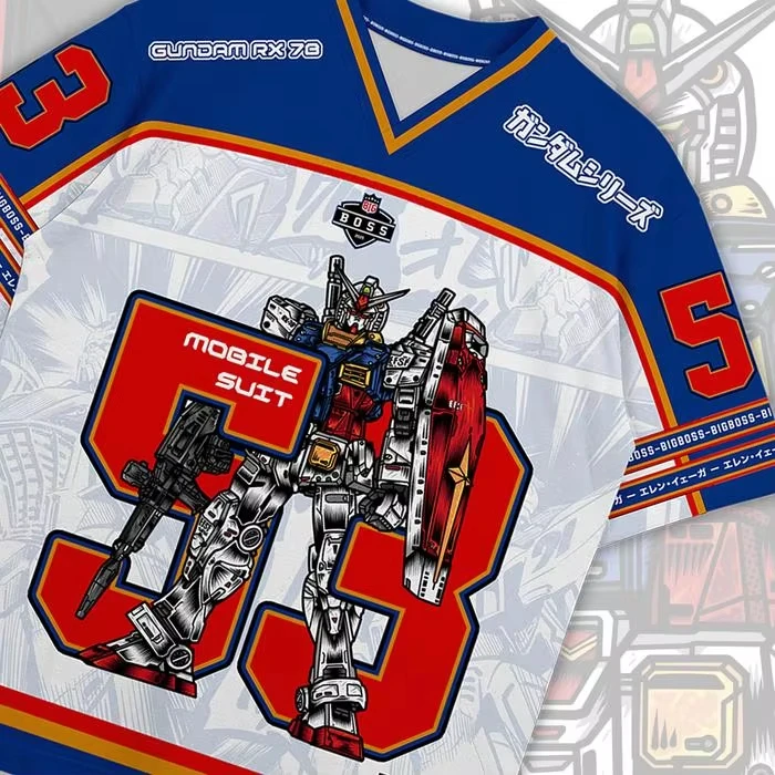 Gundam RX78 Anime Mecha Y2k Korean Style Kpop Baseball Hockey T-shirt 53 Jersey Fashion Streetwear Anime Daily Unisex Tops Tees view 6
