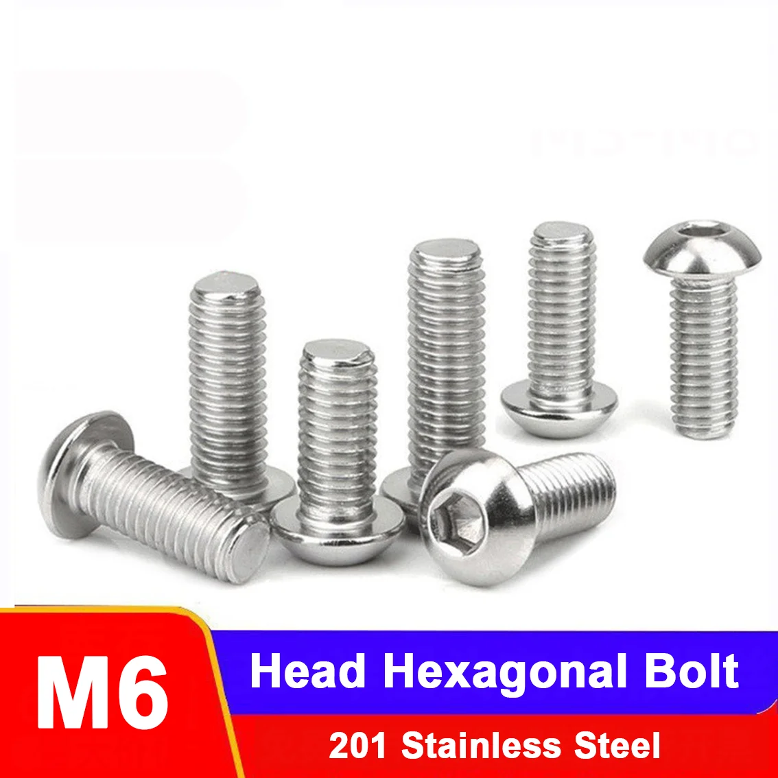 

201 Stainless Steel Pan Head Hex Socket Screws M6 Mushroom Head Bolts Assorted Lengths for Industrial Use