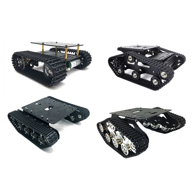 Kettenbasiertes intelligentes Fahrzeugchassis-Kit, Modellbausatz für Kunststoffkettenpanzer, ferngesteuertes Kettenpanzer-Chassis