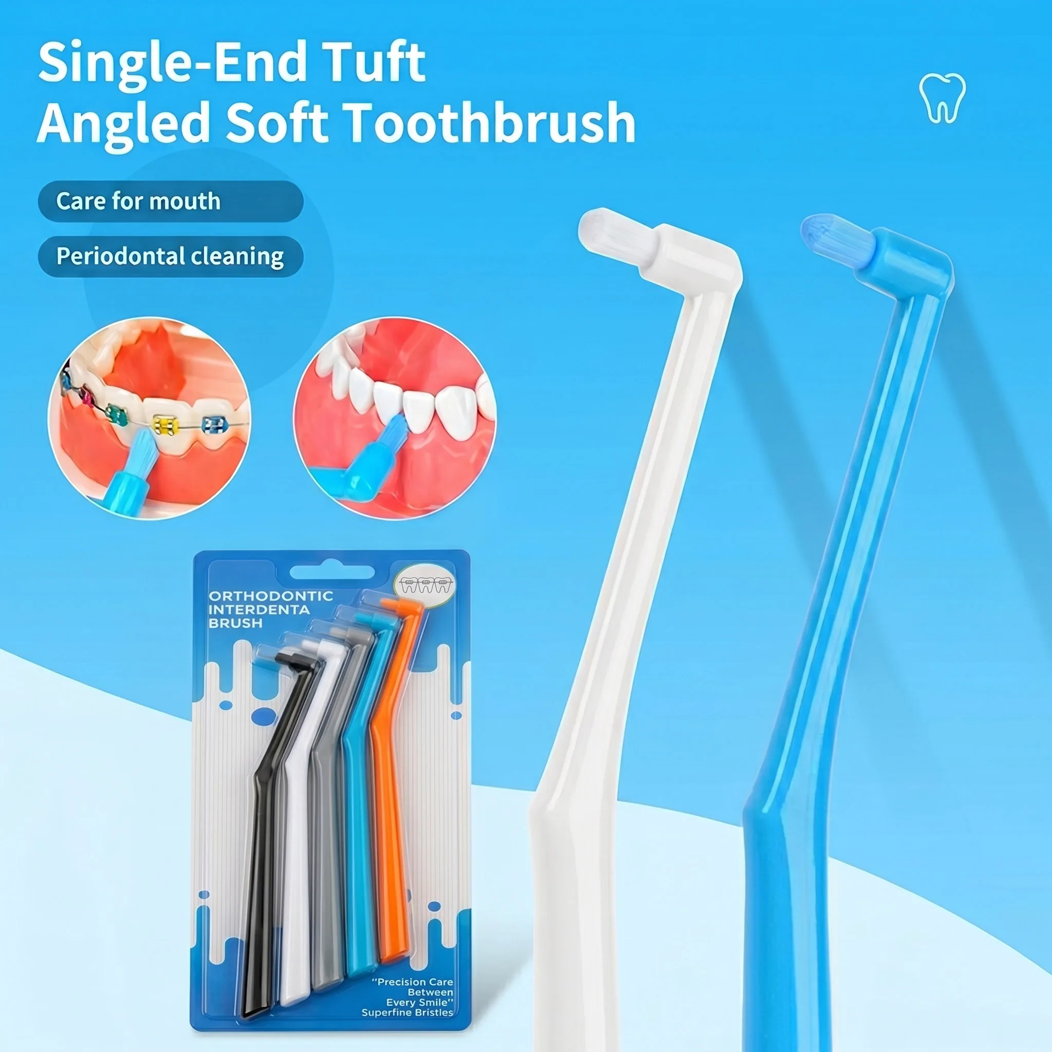 5pcs/3pcs Soft Interdental Brushes, Gentle Teeth Gap Cleaning Brushes with Flexible Wire