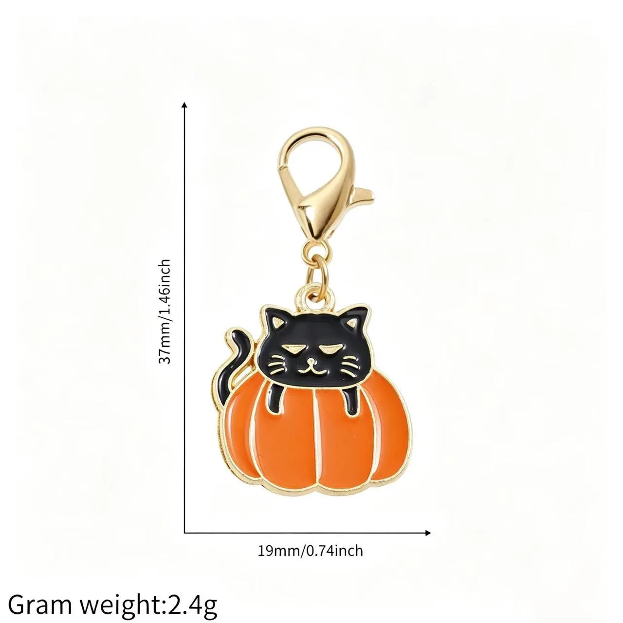 Halloween-Kürbis-Geist-Katzen-Anhänger mit Karabinerverschluss, Legierungs-Emaille-Taschenornament, Unisex-Rucksack-Accessoire, Partygeschenk – Detail 5
