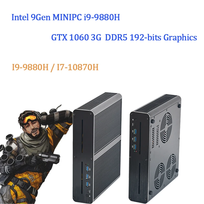 10th Gen MINI PC Gaming Intel Core I7-10870H 9th Gen I9-9880H GTX1060 3G 2 * DDR4 Komputer Desktop Windows 10 4K DVI HDMI DP