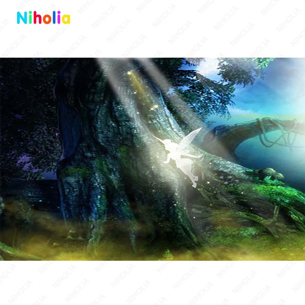 Disney Tinker Bell Background For Girls Birthday Party Elf Fairy Green Round Photography Photo Backdrop Circle Elastic Cylinde