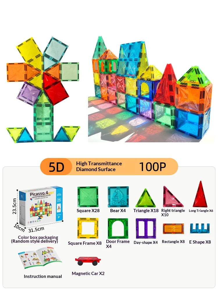 Blocs de construction magnétiques colorés 3D, jouets éducatifs pour enfants, bricolage, carreaux magnétiques, Puzzle, développement de la motricité Fine pour garçon et fille