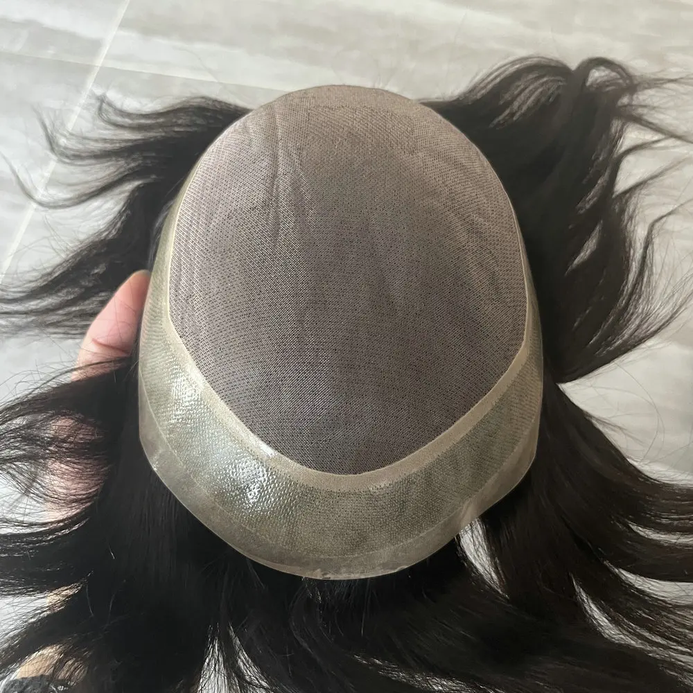 Mono&PU Base Men Toupee Natural Human Hair System Men Capillary Prothesis Men's Hair Replacement Head Hair Top Block Hair Wig