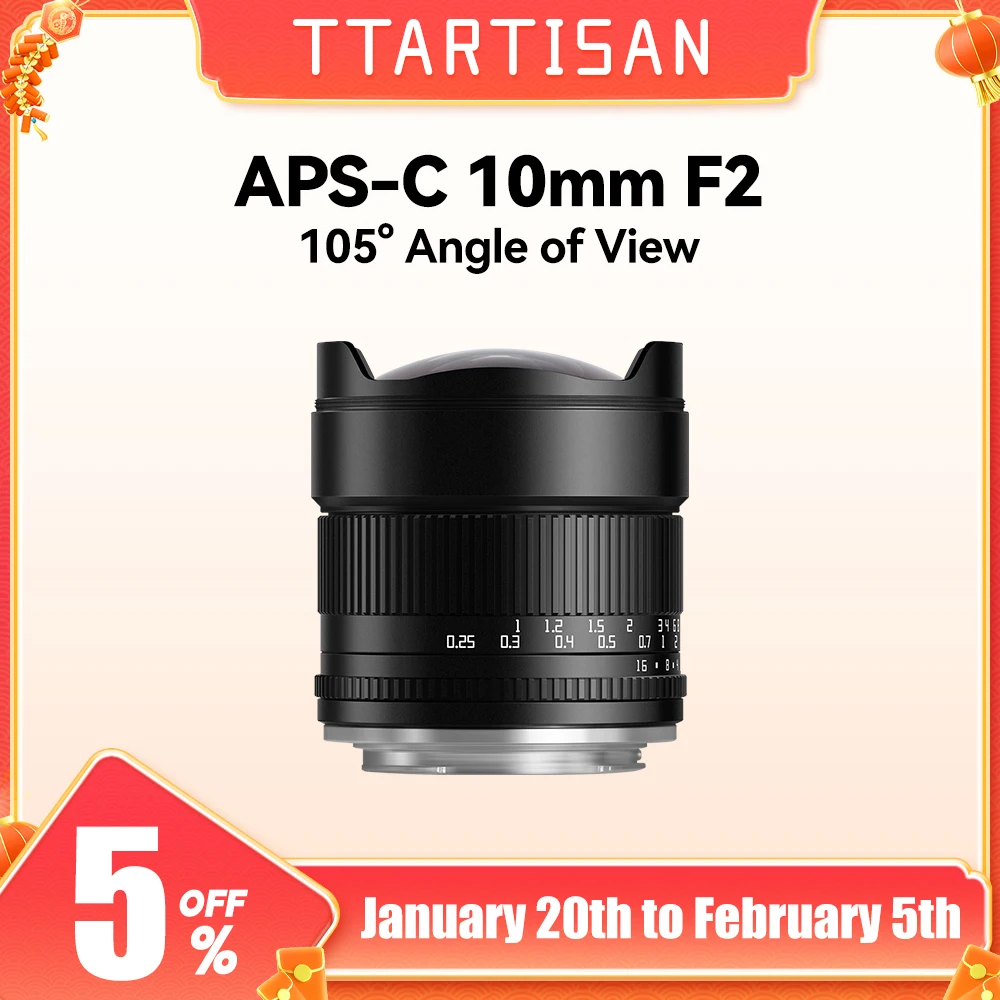 TTArtisan APS-C 10mm F2 ASPH mirrorless camera lens for Sony E Fuji X Nikon Z Canon RF M43 mount