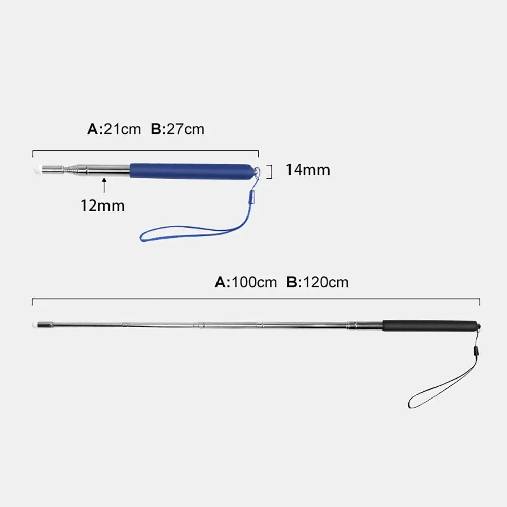แท่งจับทำจากสเตนเลสไม้ชี้กระดานยาว1ม./1.2ม. อุปกรณ์การเรียนการสอนแบบยืดหยุ่นได้