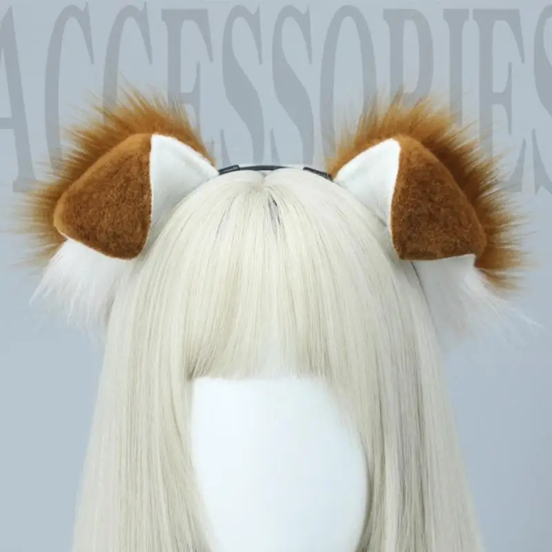 N7YF Plush Dog Orezas caba para cabeça Cosplay Fantas cabeleireiro adereços festa comisshow beco