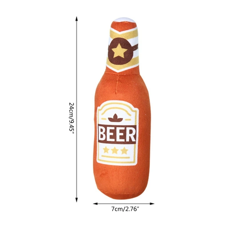 Juguete para perros con forma botella cerveza, tira y afloja con chirrido para perros pequeños y medianos, venta directa