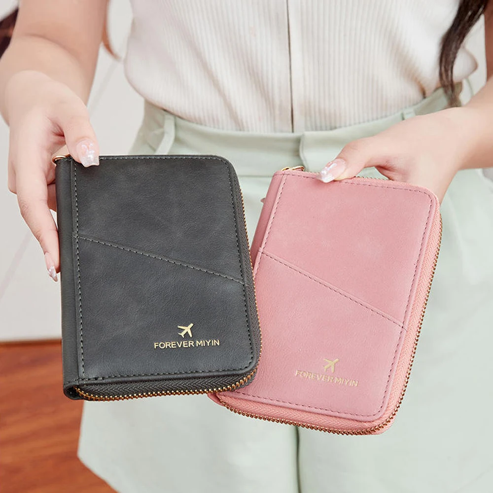 حقيبة جواز سفر ريترو للرجال والنساء غطاء جواز سفر عصري RFID متعدد الوظائف من جلد البولي يوريثان مشبك جواز سفر إكسسوارات السفر #1