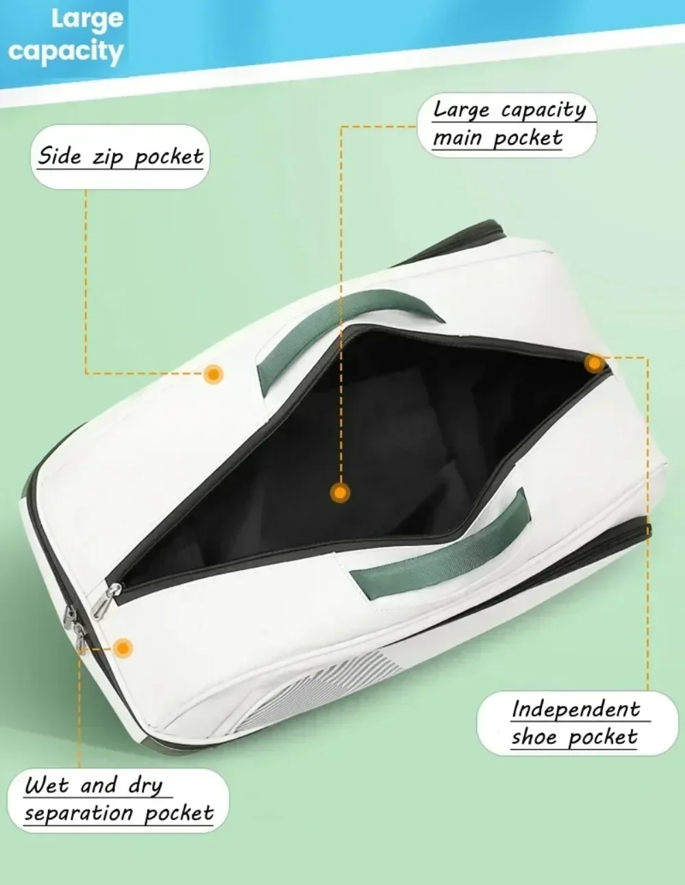 YONEX 하이 퀄리티 배드민턴 가방, 가죽 스포츠 테니스 라켓, 어깨 배낭, 다기능 최대 용량 6 개 라켓