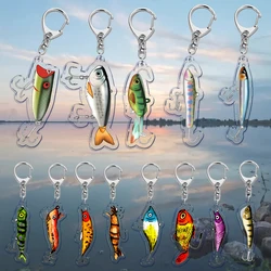 Go Fish Bait Key Chain Keychains Ring for Accessories Bag Graffiti Pendant Keyring Jewelry Fans Gifts for Friends