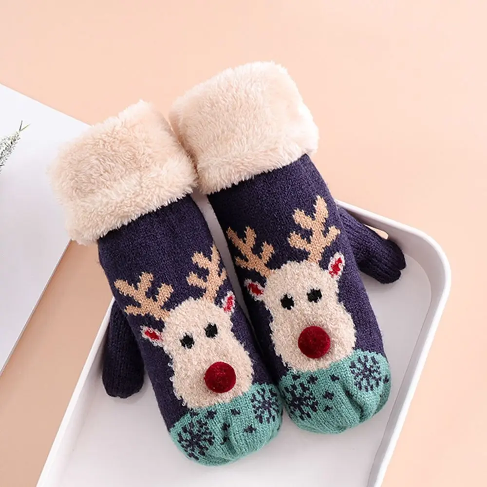 

Elk Warm Student Stretch Fleece Thick Winter Gloves Plush Gloves Christmas Gloves Women Mittens