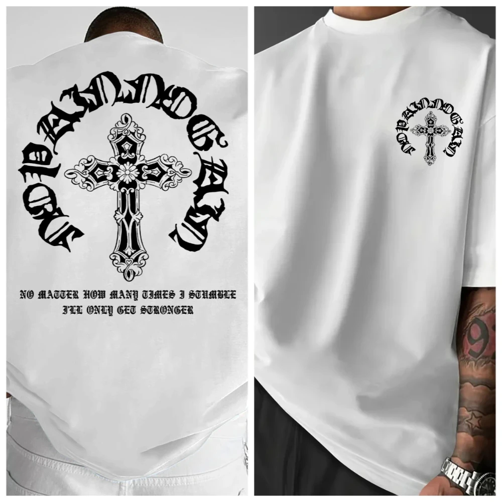 2026 Gothic Cross Graphic T-Shirt Kids Adults Vintage Streetwear Print Crew Neck Short Sleeve Casual Tee