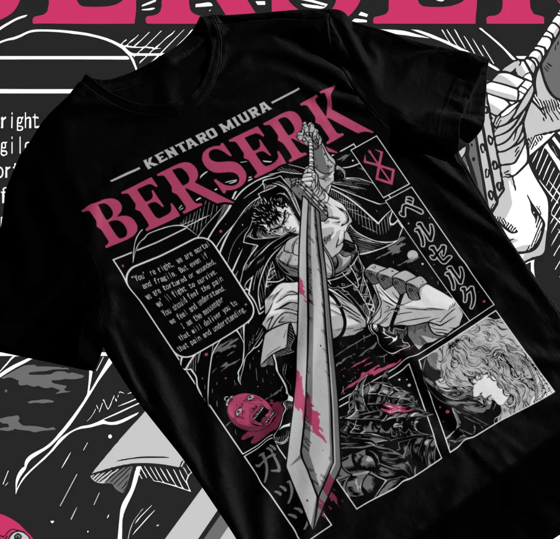 

Мягкая футболка Berserk с рисунком манги, в стиле аниме, все размеры