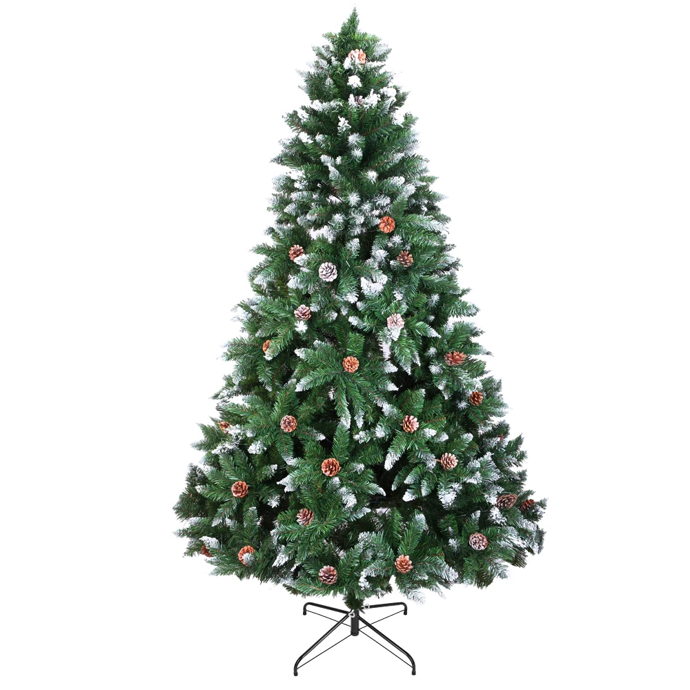 Christmas Tree 6FT 920 Branches Flocking Spray White Tree Plus Pine Cone (YJ)