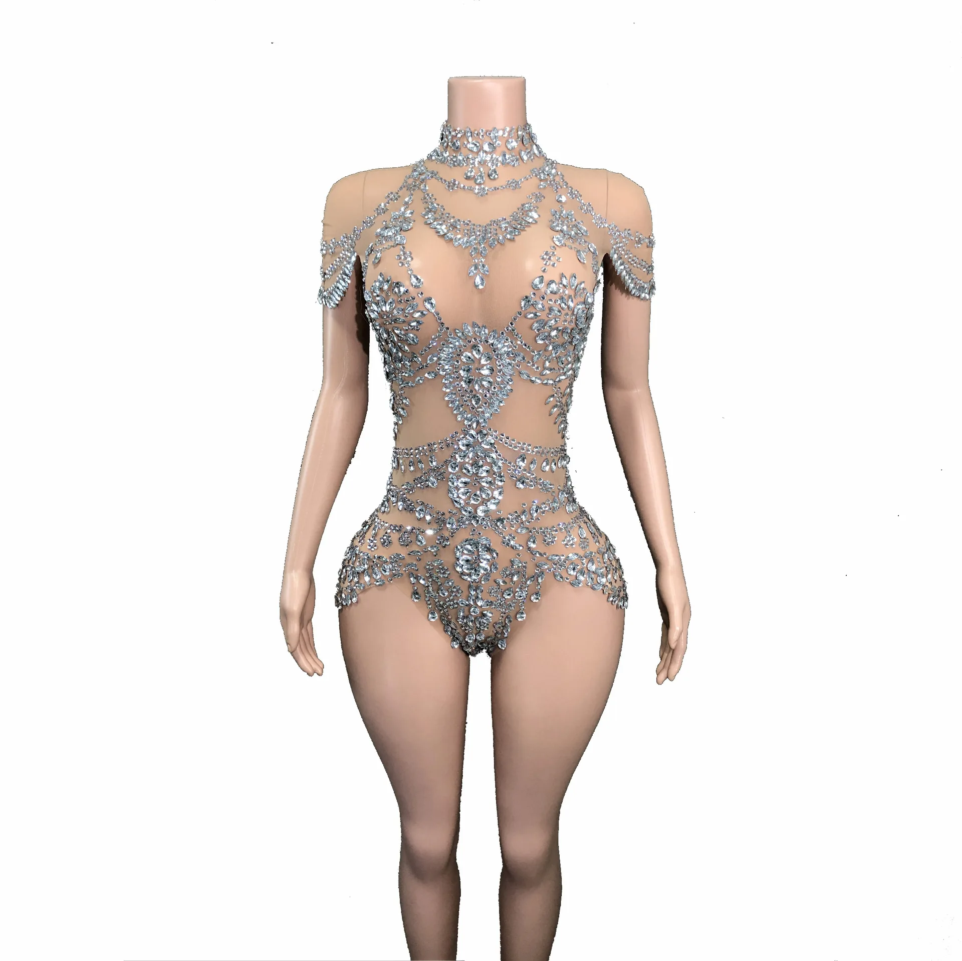 Primavera y verano club nocturno caliente diamante malla mono Mujer baile latino baile en barra medias Vestidos De Mujer Elegantes De Fiesta