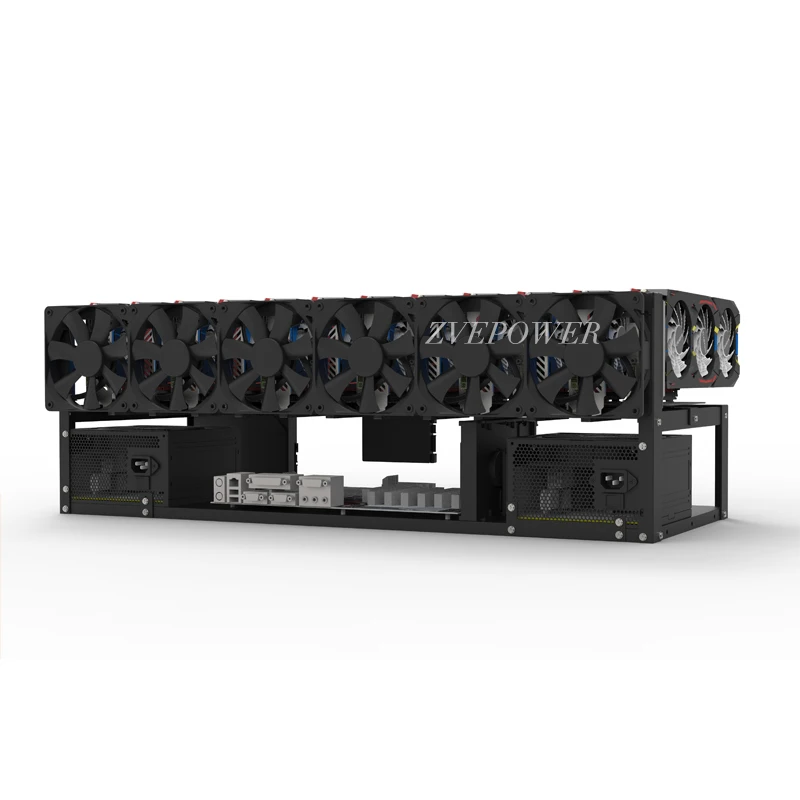 

Customization Support Computer Rack Graphics Card Holder 12 GPU Open Air Frame Case Support 12cm Fan