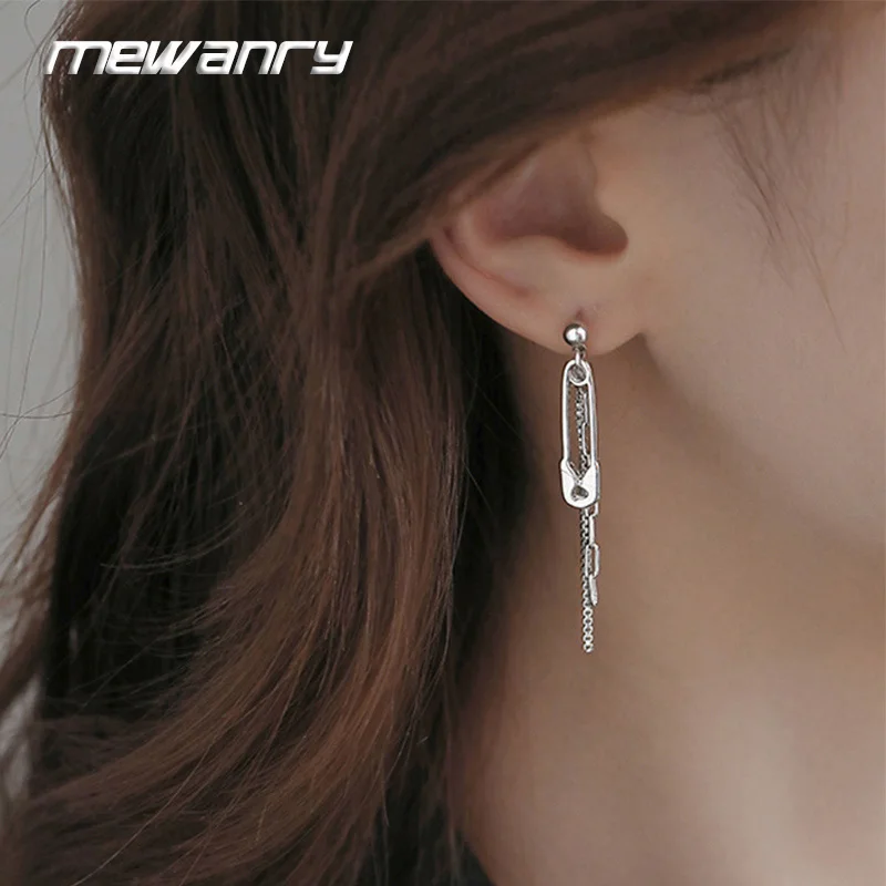 Mewanry Pin Geometric Tassel Drop Earrings For Women Girls Simple Fashion Creative Elegant Prevent Allergy Birthday Jewelry Gift