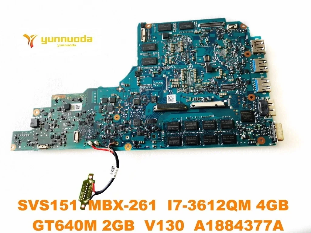 Original for SONY SVS151  MBX-261 Laptop otherboard SVS151  MBX-261 I7-3612QM 4GB  GT640M 2GB  V130  A1884377A tested good free