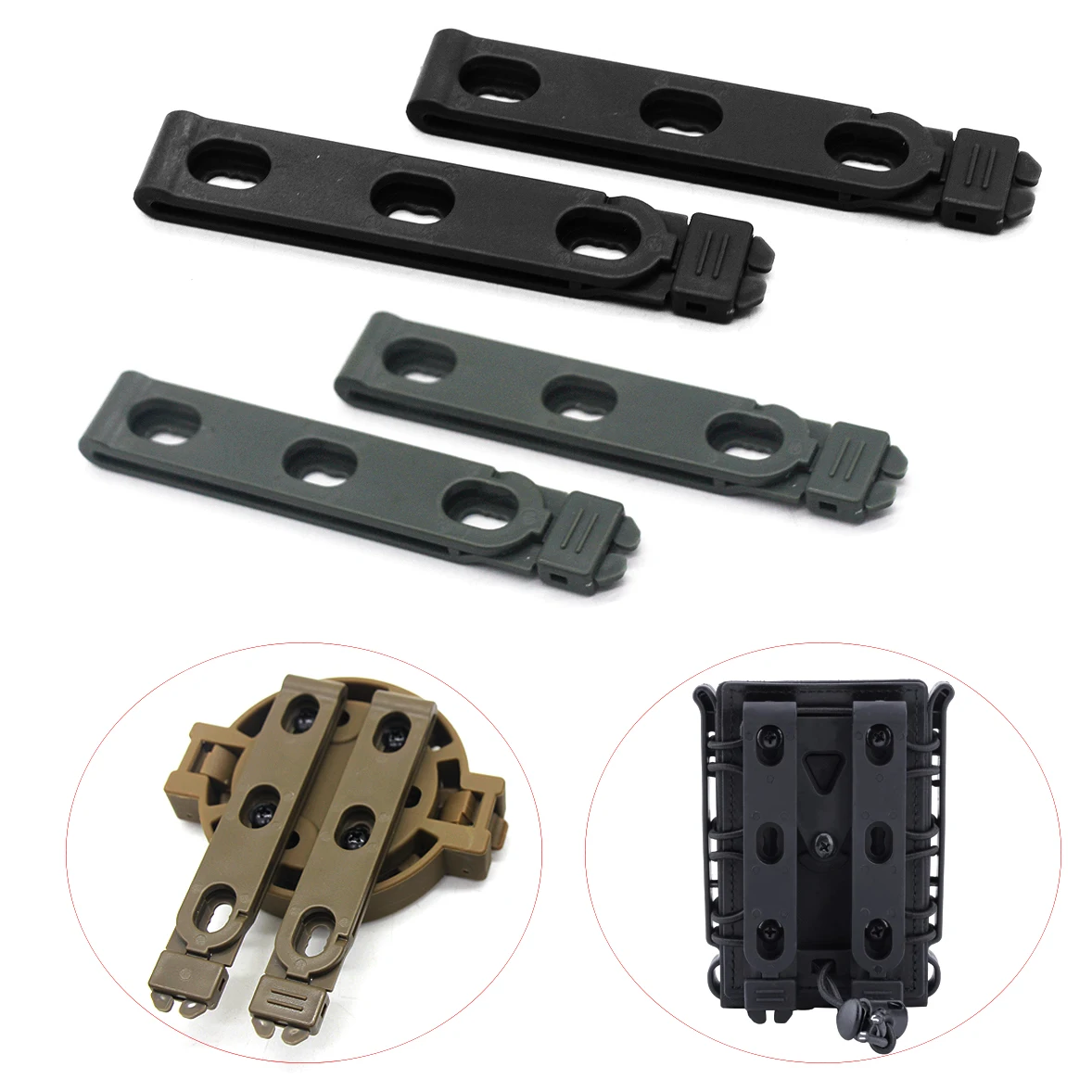 1pair MOLLE Kydex Clips Tactical Molle System Malice Strap Clip Back Clips Clamp for Magazine Pouch Knife Scabbard K Sheath Clip