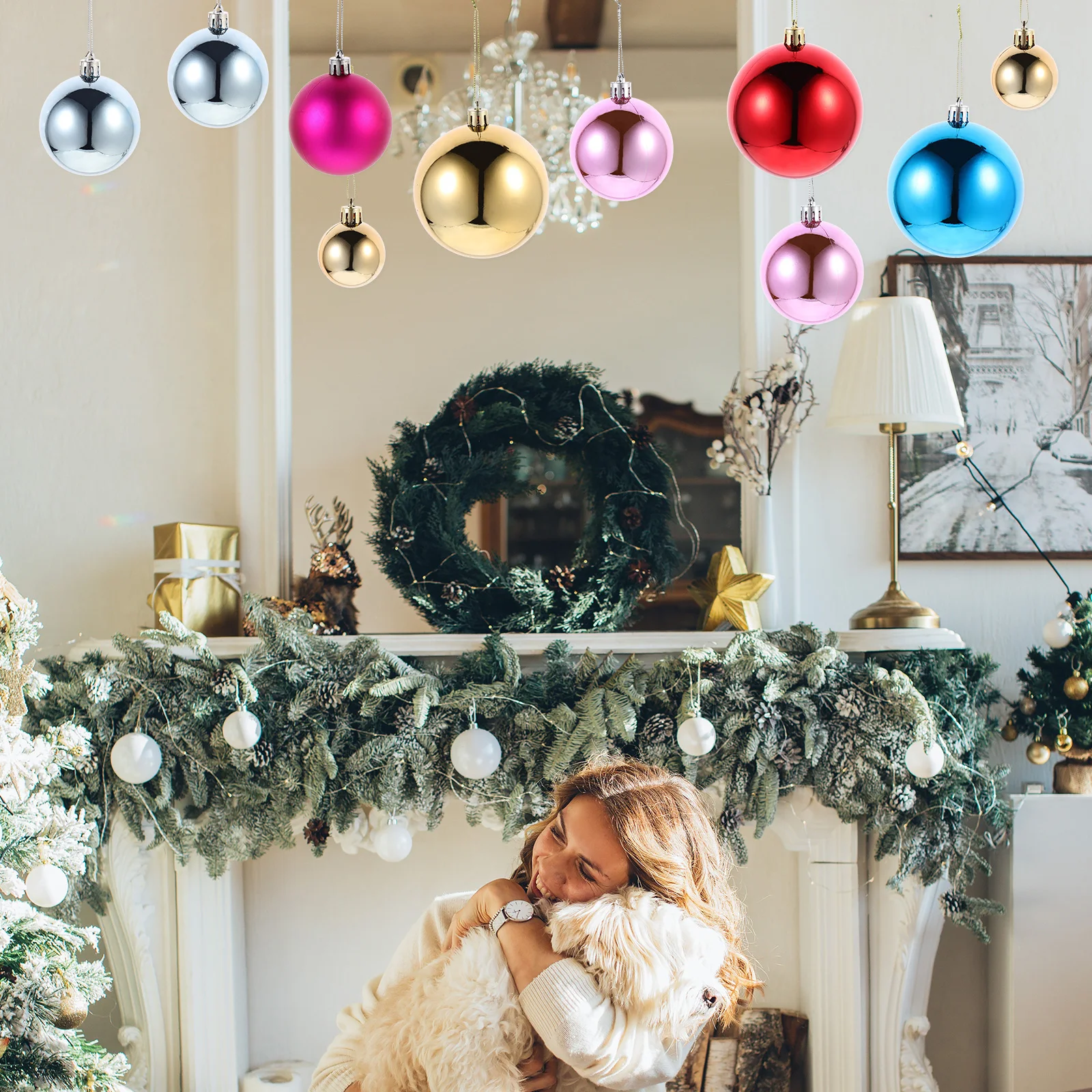 

Christmas Ball Decoration Tree Baubles Interior Decorative Ornaments Plastic Colorful Showcase Multicoloured