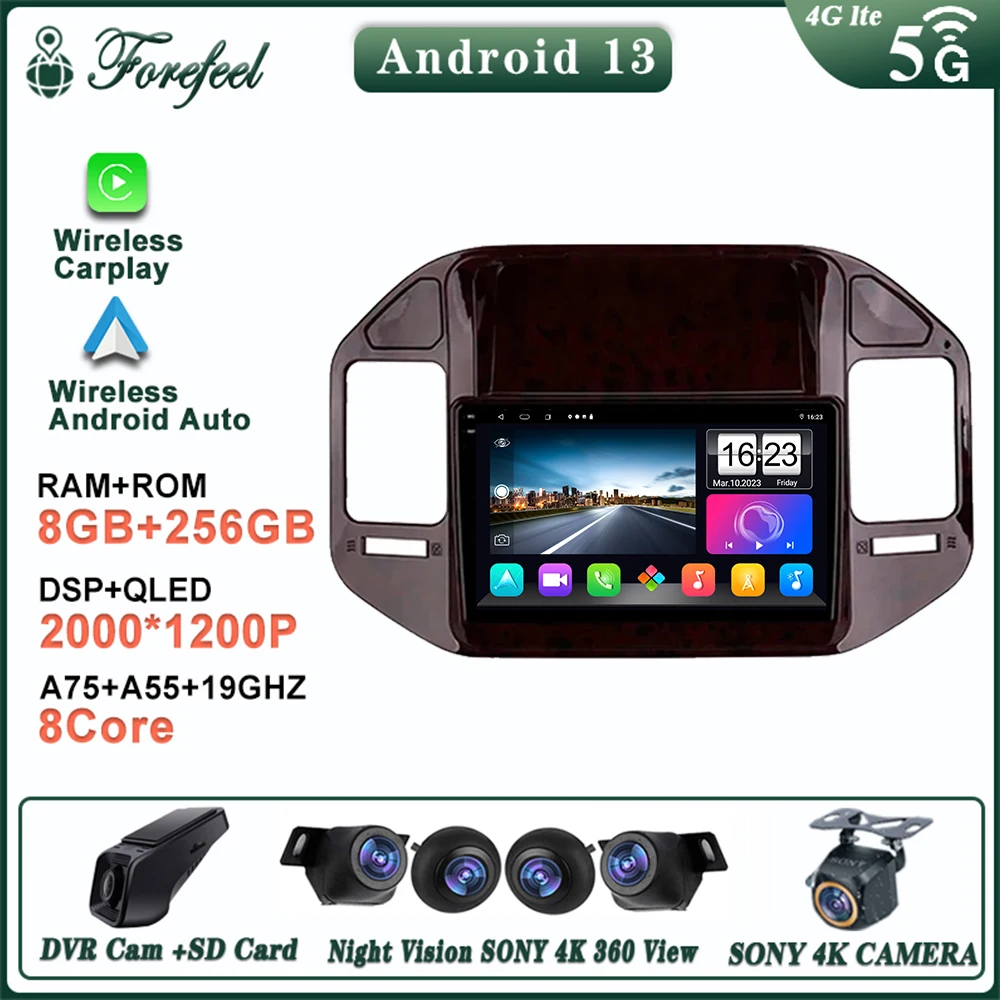 Android13 dla Mitsubishi Pajero 3 V70 V60 1999-2004 2005 2006 Nawigacja multimedialna GPS Monitor pojazdu Wysokowydajne RDS