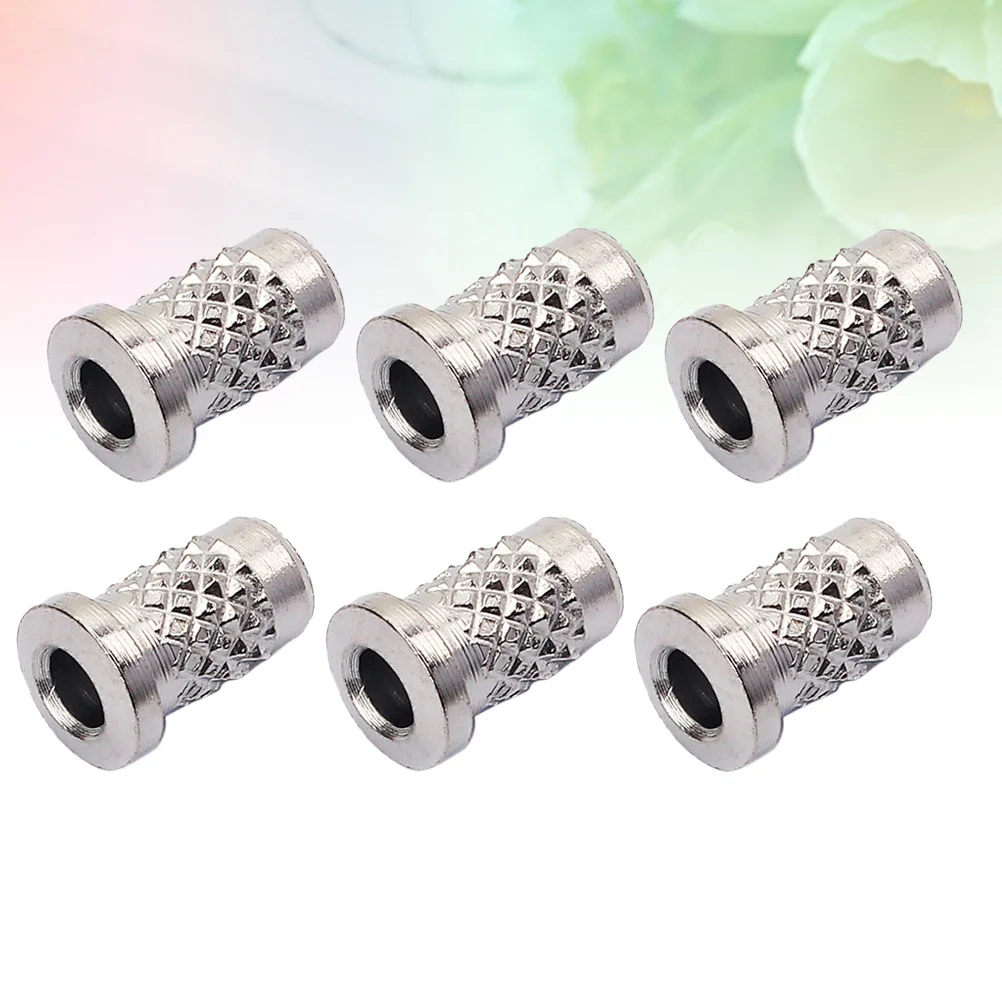 

6Pcs External Thread Guitar String Caps Mounting Buckles Ideal for Through Body Strings Bass Ferrules Guitar Accessories Silver