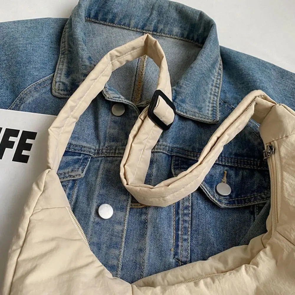 

Сумка на плечо из мягкой ткани на молнии, повседневный стиль, однотонная, для покупок, сумка-органайзер, регулируемая сумка через плечо, для покупок