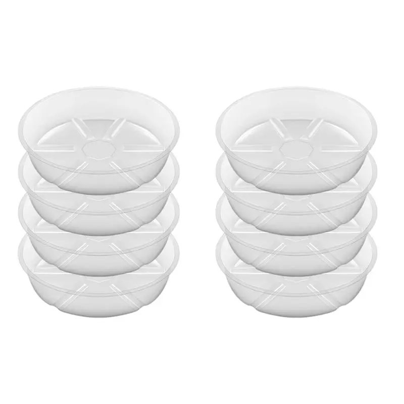 RMWIN-8 Pack Clear Plant Saucer 12 Inch Plastic Plant Saucers Durable Thicker Plant Tray Flower Pot For Indoor Outdoor Garden
