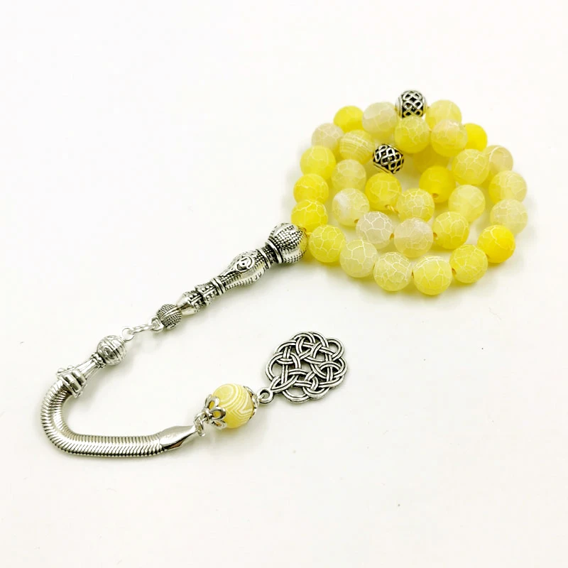 Tasbih Natural yellow agate stone muslim prayer beads bracelet islamic fashion accessories ramadan eid gift on hand