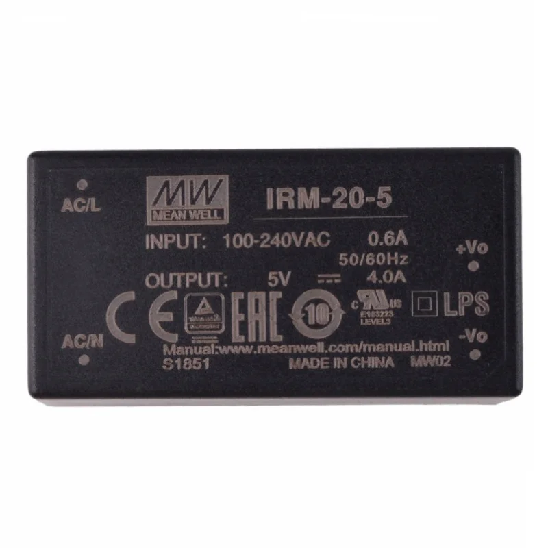 MEAN WELL-módulo de alimentación verde de montaje PCB, IRM-20, IRM-20-3.3, IRM-20-5, IRM-20-12, IRM-20-15, IRM-20-24