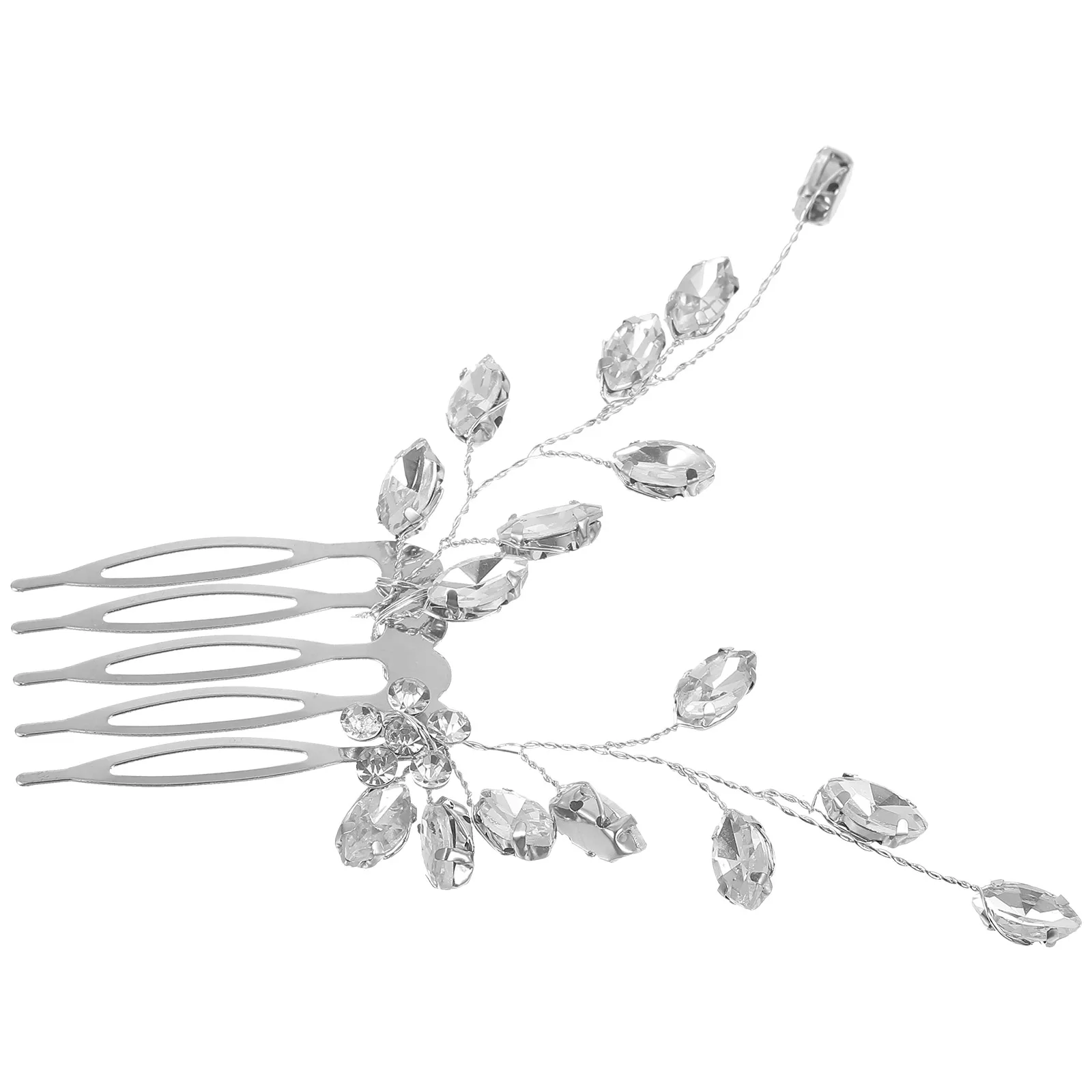 

Silver Rhinestone Comb Wedding Bridal Side Comb Leaf Design Elegant Hair Accessoires Durable Stainless Hair Decoration Bride