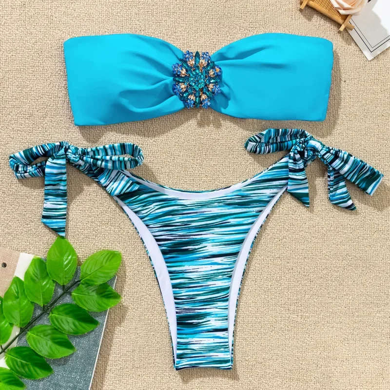 Sexy Bikinis Badeanzug Mit Strass Weibliche Bademode Push-Up Bikini Set Strand Tragen Schwimmen Badeanzug Frauen Badende Pool