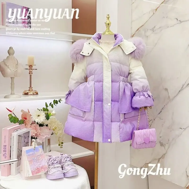 Winter jacket for Girl Thicken Warm Outerwear Fashion Hooded Coats Teens 2024 New Cotton Overcoat Winter Casual Parkas