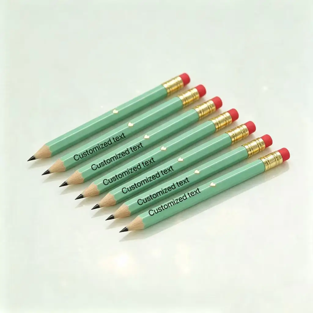 60 or 100 personalized mini wooden pencils with erasers - made of wood, 10cm/3.93in, suitable for baptism souvenirs, wedding gifts, customizable hexagonal pencils with engraving/text, engraved stationery can be used for thank you invitations, custom orders are welcome