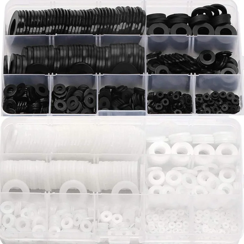 

870/700pcs Nylon Washers Flat Assortment Kit Metric Sealing Spacer Gasket Ring M2 M2.5 M3 M4 M5 M6 M8 M10 M12 Washer