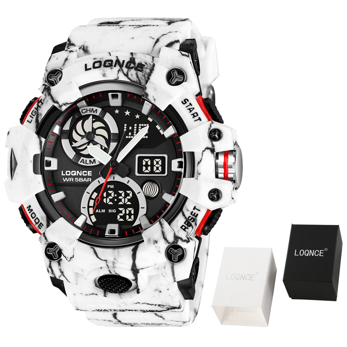 LOQNCE 98007 Men's Multi functional Waterproof Night Light Alarm Clock Sports Outdoor Watch Camo Watch