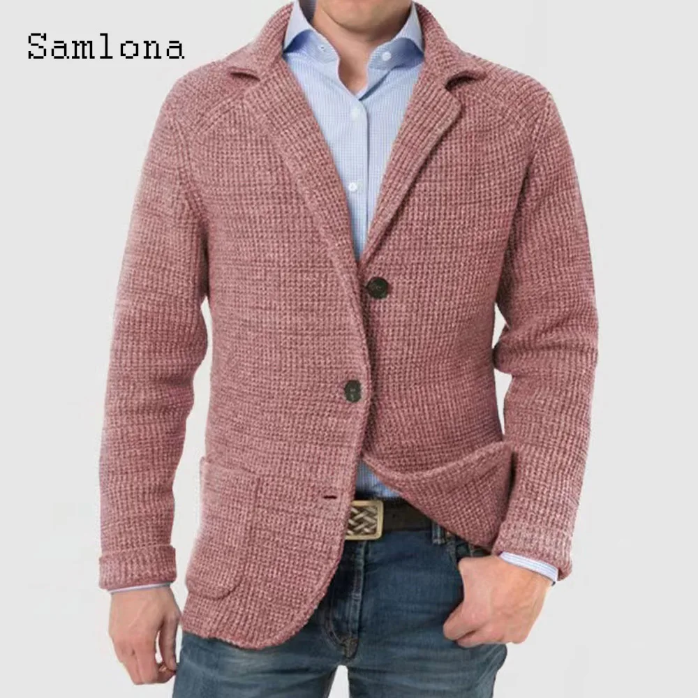 2024 New Knitting Sweaters Autumn Winter Warm Coats Men Basic Top Cardigans Plus Size 4xl 5xl Mens Vintage Pocket Design Blazers