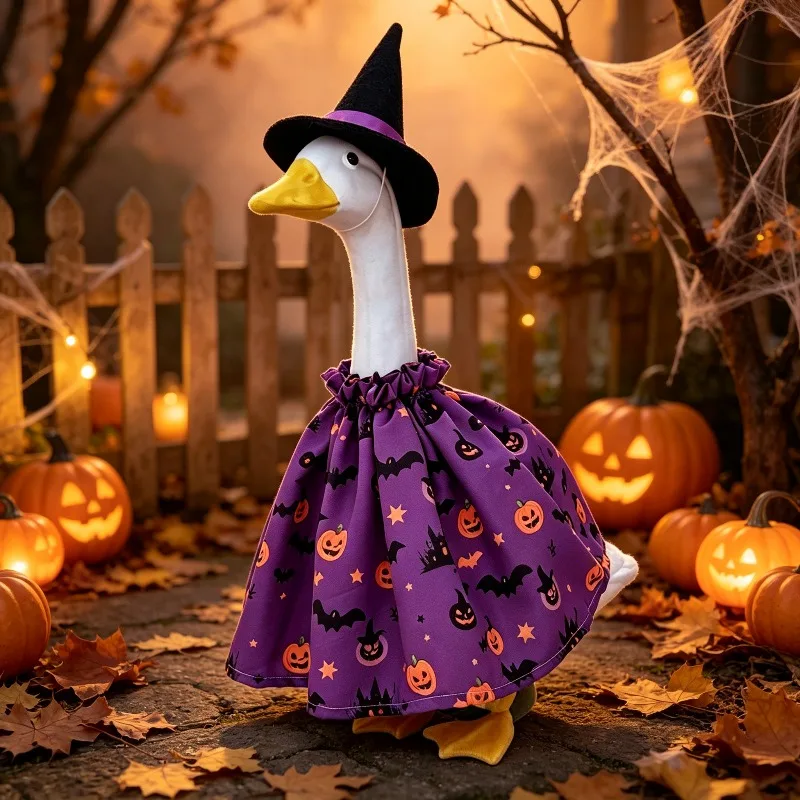 23 Inch Halloween Statue Costume Set with Spooky Hat and Cape Great for Fall Lawn Garden Outdoor Display(Without Goose)