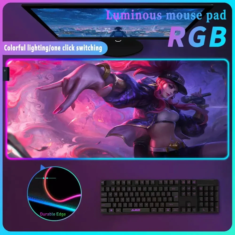 Anime L_league of L_legends Mouse Pad with Rgb Laptop Mat Desk Carpet Pc Gamer Accessories Keyboard Computer Table Deskpad