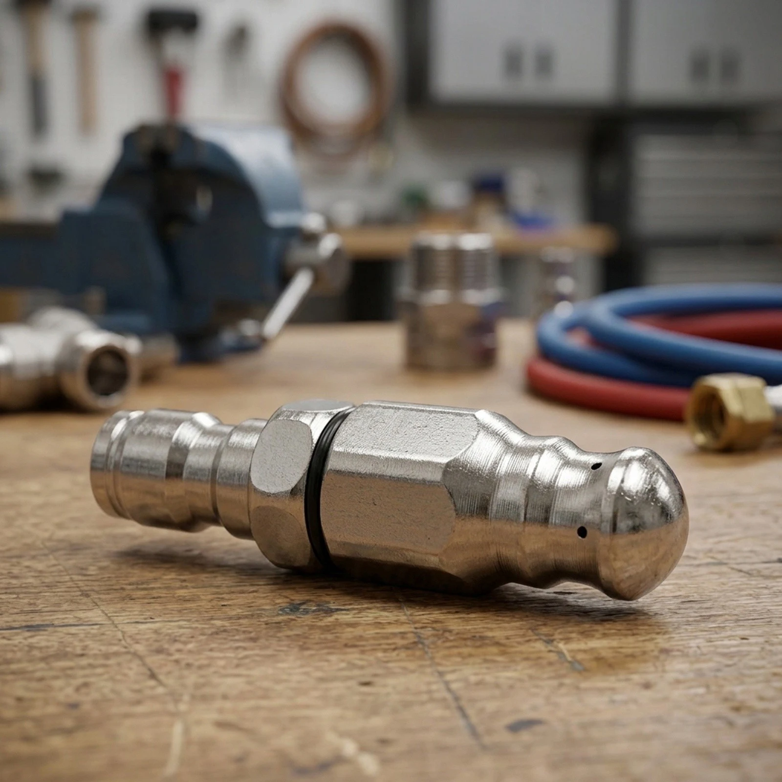 Pressure Washer Sewer Cleaning Nozzle 1/4 Inch High Pressure Jet for Pipe Surfaces Aluminum Alloy Stainless Steel