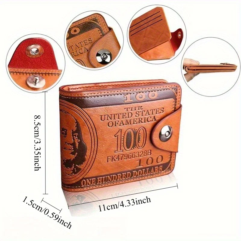 Men's 2-Fold Leather Wallet with Buckle – Slim Card Holder & Multi-Slot Design, Gift for Dad, Birthday & Christmas