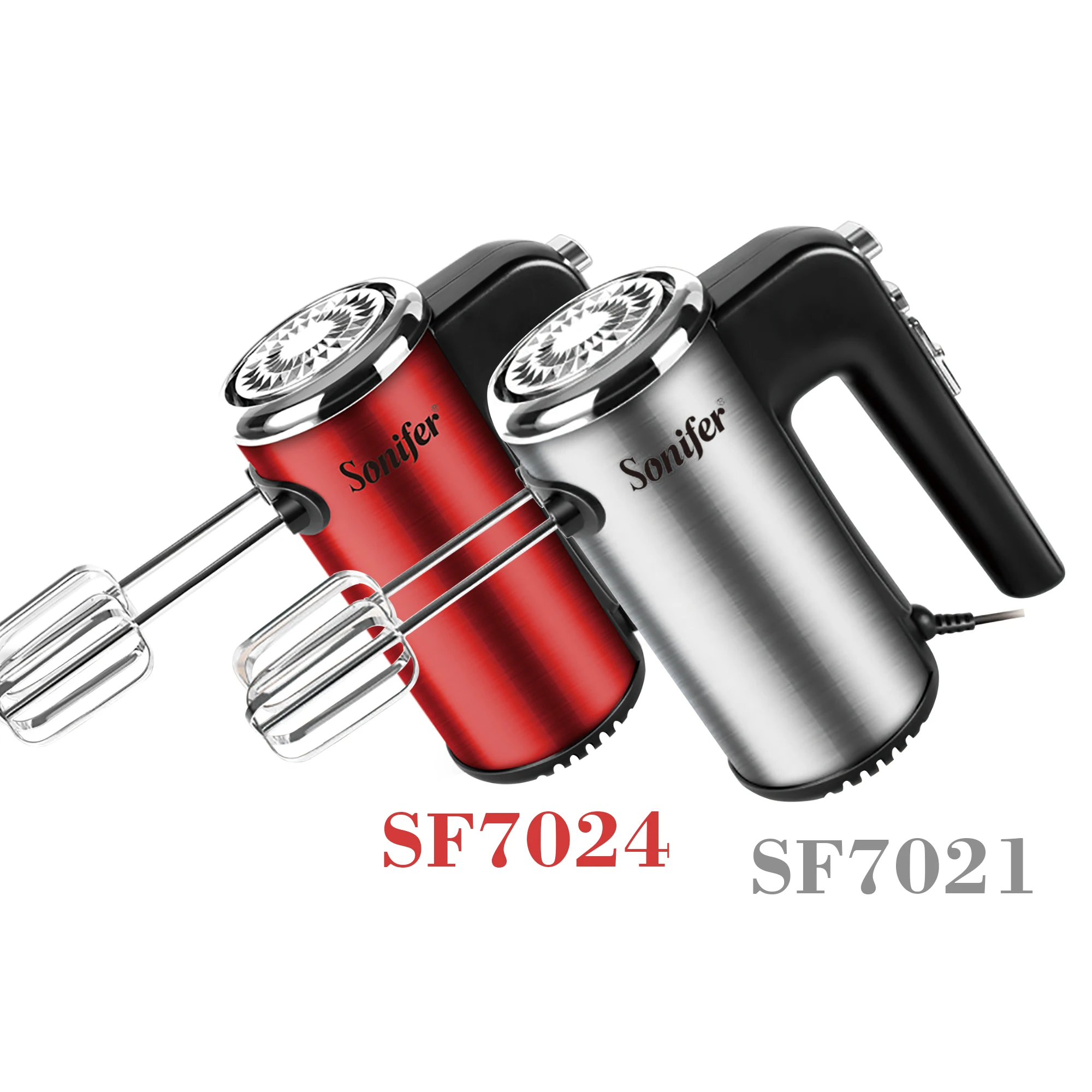 Red Food Mixer Electric Stainless Steel Kitchen Blender With Dough Hooks Chrome Egg Beater Hand Mixer Machine For Bakery Sonifer