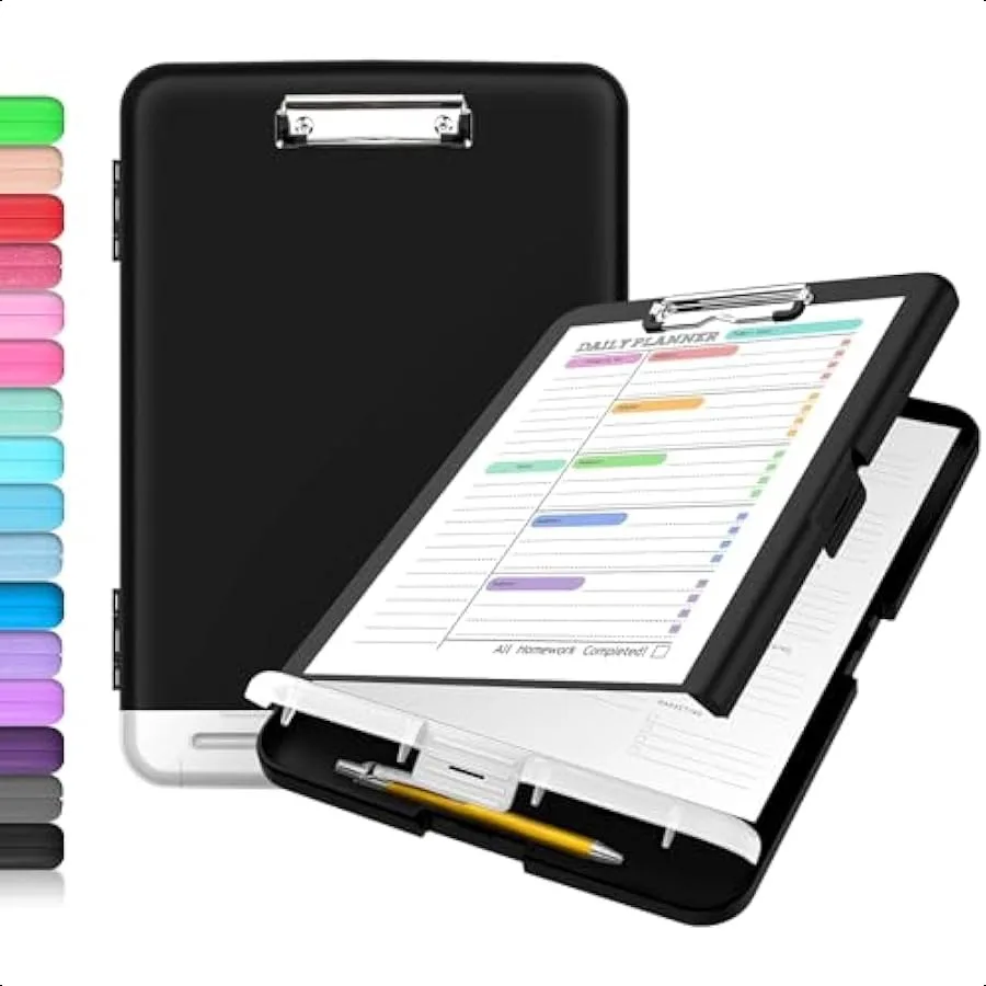 

Clipboard with Storage High Capacity Nursing Clip Board 8.5 x 11 with Pen Holder and Low Profile Clip Plastic Clipboards Case B